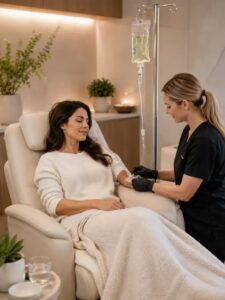 IV vitamin drip being administered at a private clinic in South Perth